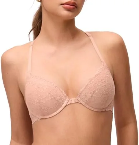 halobliss front closure lace bras for women small busts blush beige 34aa